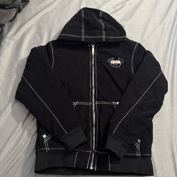 True Religion Other - True Religion Black Hoodie with White Stitching